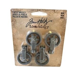 Tim Holtz Idea-ology Pulley Wheels Mini 4 Piece New TH93580 Assemblage